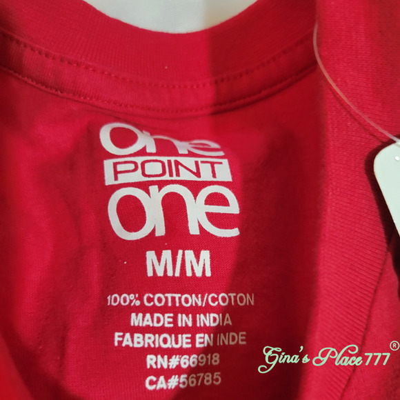One Point One Boy's Short Sleeve Embroidered Patch Stripe Shoulder Tee Shirt Red - Picture 3 of 9